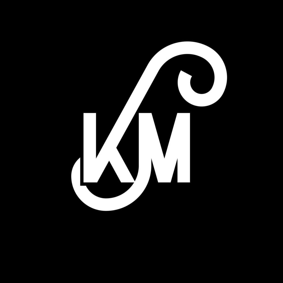 km brief logo ontwerp op zwarte achtergrond. km creatieve initialen brief logo concept. km brief ontwerp. km wit letterontwerp op zwarte achtergrond. km, km-logo vector