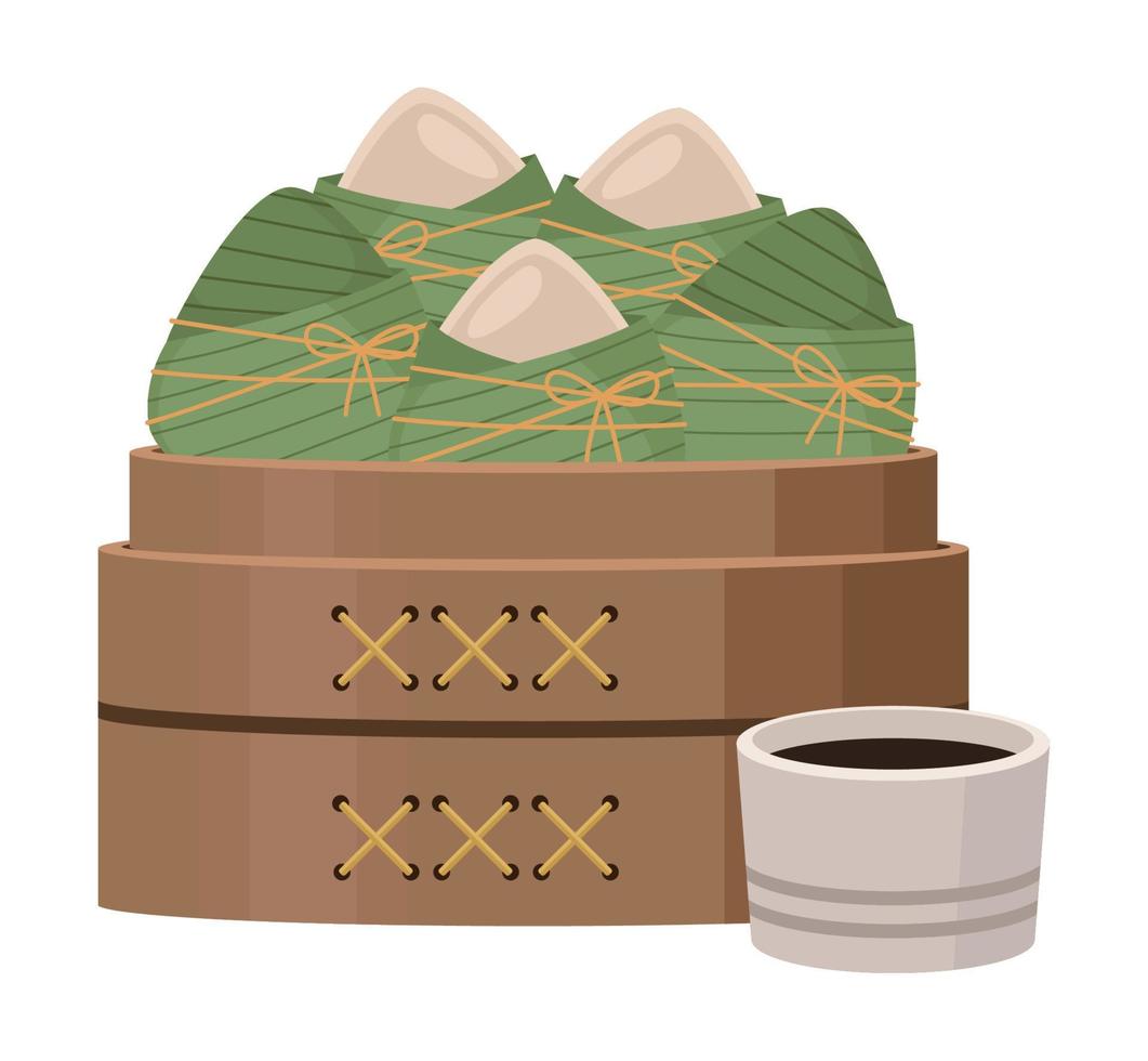 rijst dumplings in doos vector