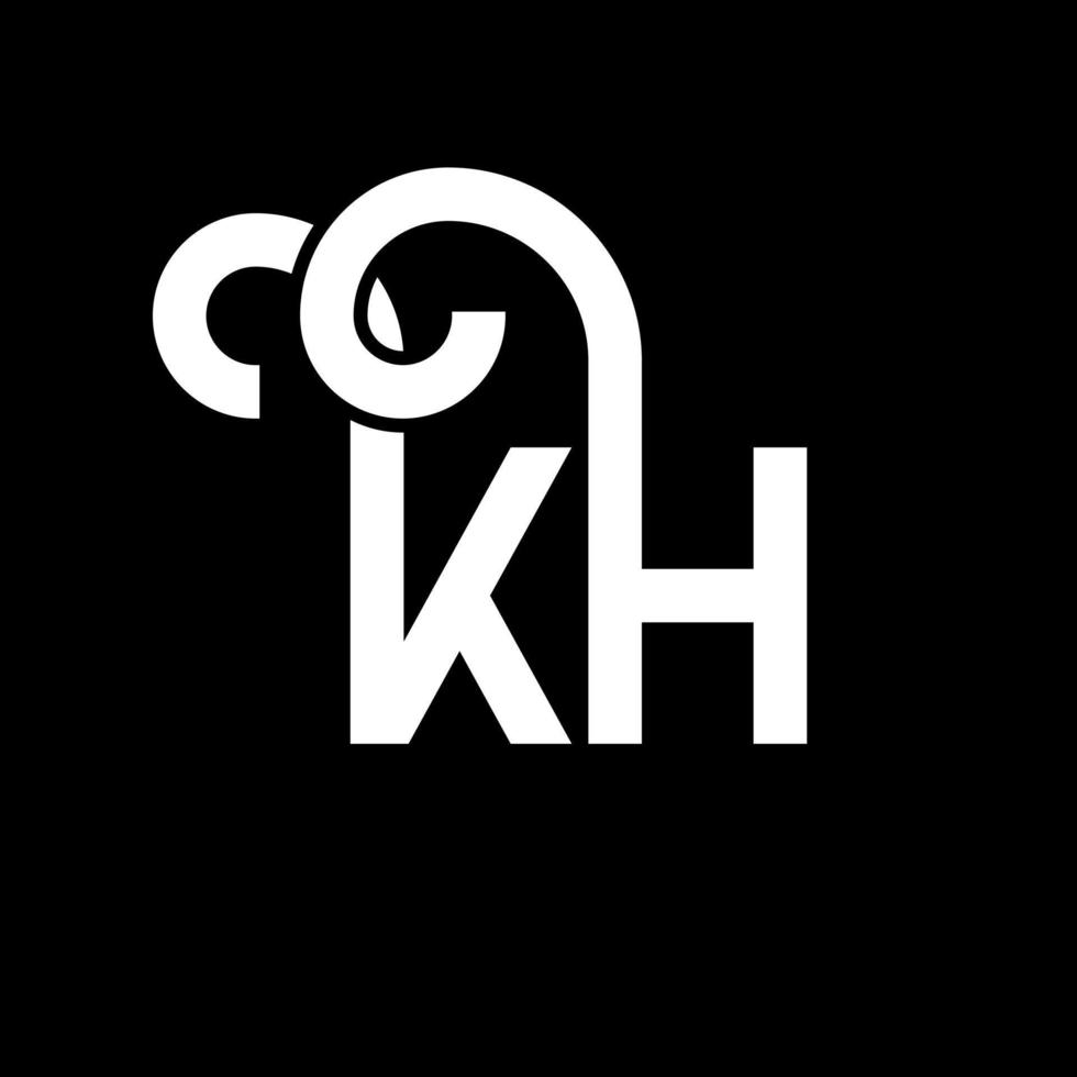 kh brief logo ontwerp op zwarte achtergrond. kh creatieve initialen brief logo concept. kh-briefontwerp. kh wit letterontwerp op zwarte achtergrond. kh, kh-logo vector