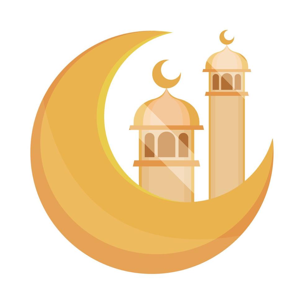 Arabisch gebouw en maan vector