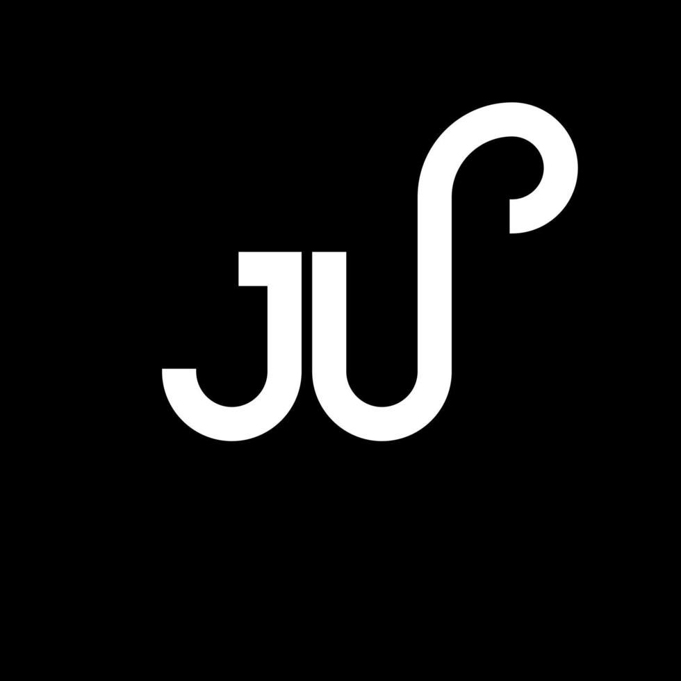 ju brief logo ontwerp op zwarte achtergrond. ju creatieve initialen brief logo concept. ju brief ontwerp. ju witte letter ontwerp op zwarte achtergrond. ju, ju logo vector