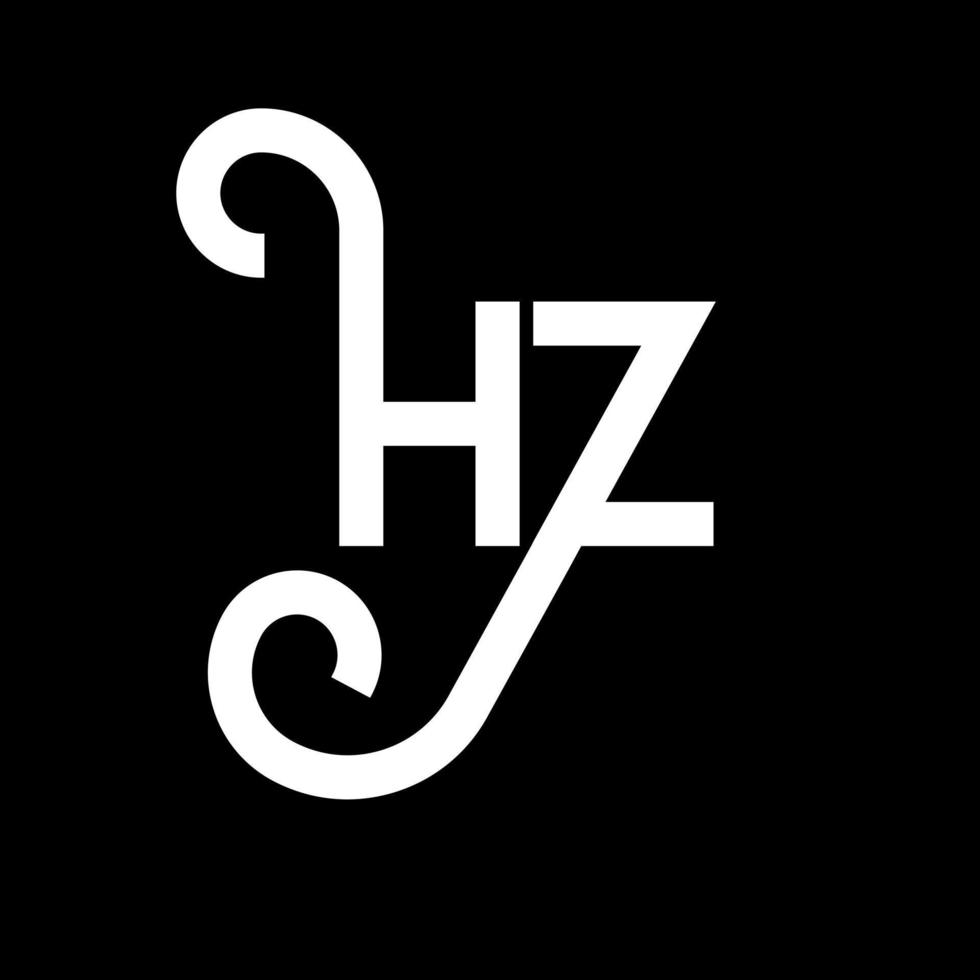 hz brief logo ontwerp op zwarte achtergrond. hz creatieve initialen brief logo concept. hz brief ontwerp. hz wit letterontwerp op zwarte achtergrond. hz, hz-logo vector