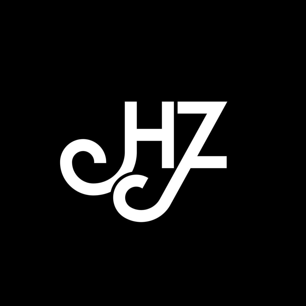 hz brief logo ontwerp op zwarte achtergrond. hz creatieve initialen brief logo concept. hz brief ontwerp. hz wit letterontwerp op zwarte achtergrond. hz, hz-logo vector