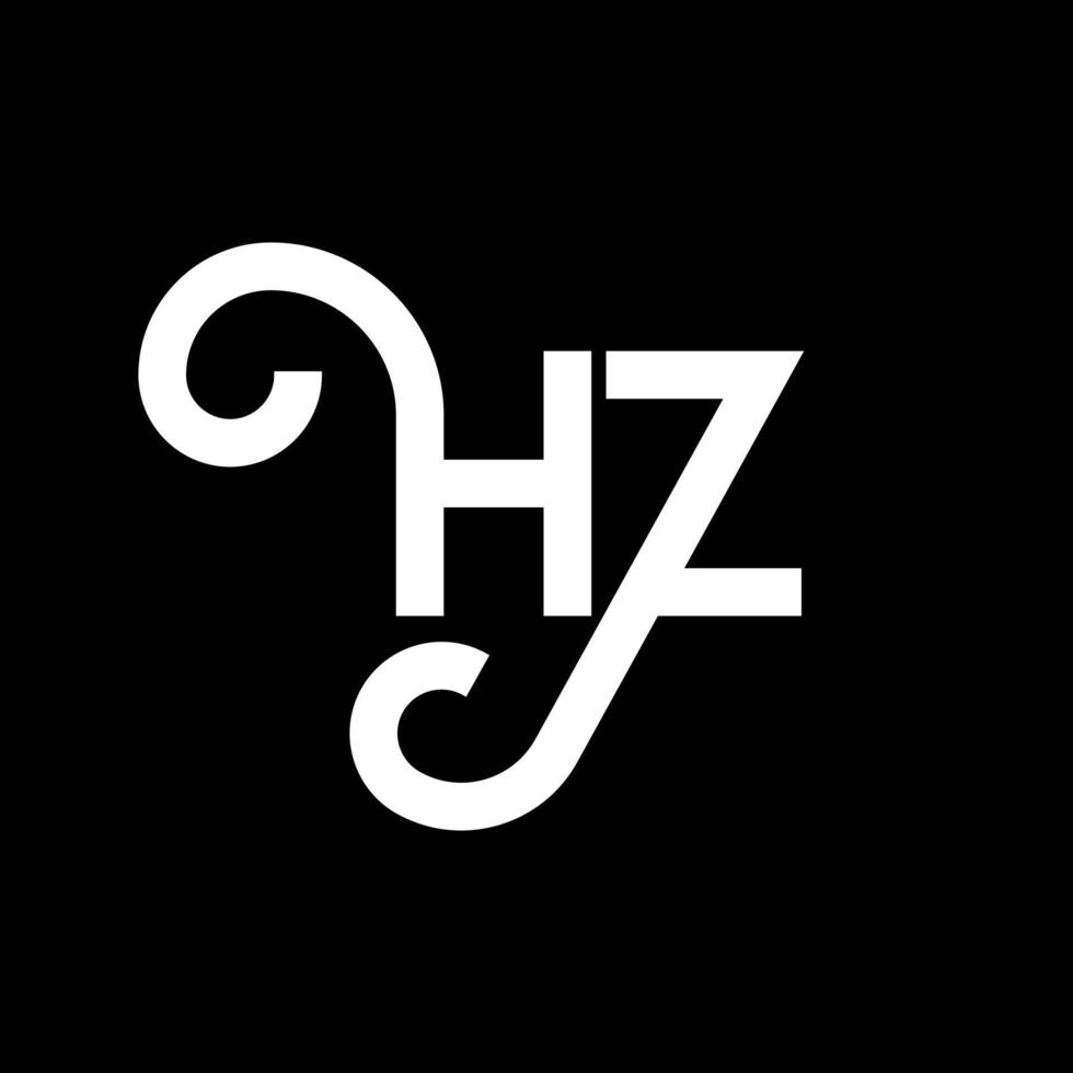 hz brief logo ontwerp op zwarte achtergrond. hz creatieve initialen brief logo concept. hz brief ontwerp. hz wit letterontwerp op zwarte achtergrond. hz, hz-logo vector