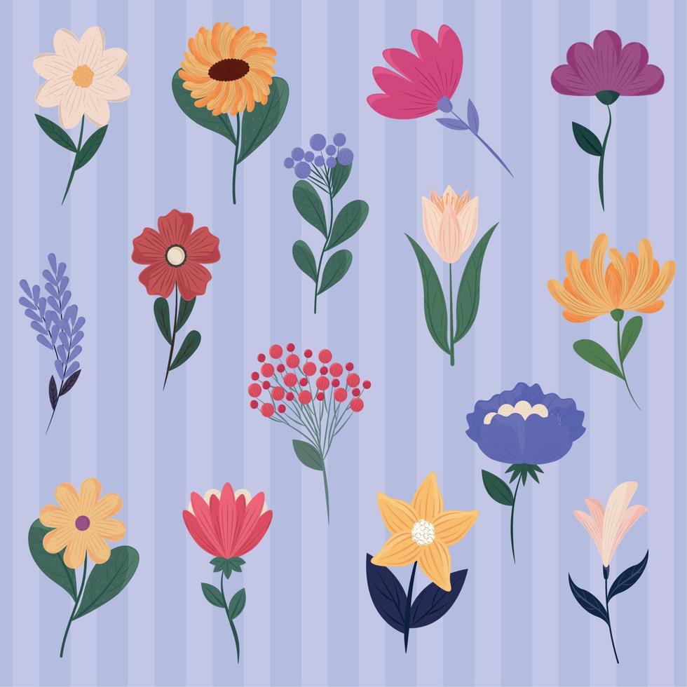 stel bloemen natuur vector