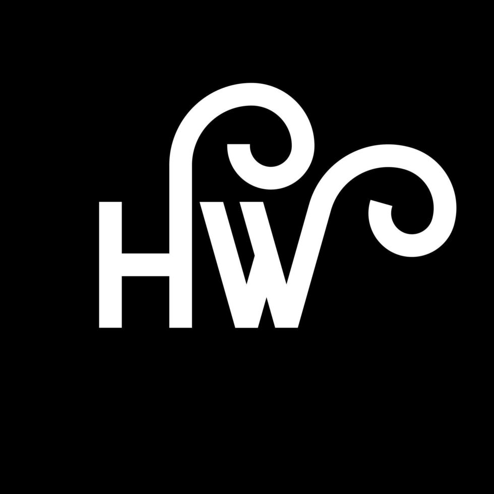 hw brief logo ontwerp op zwarte achtergrond. hw creatieve initialen brief logo concept. hw brief ontwerp. hw wit letterontwerp op zwarte achtergrond. hw, hw-logo vector