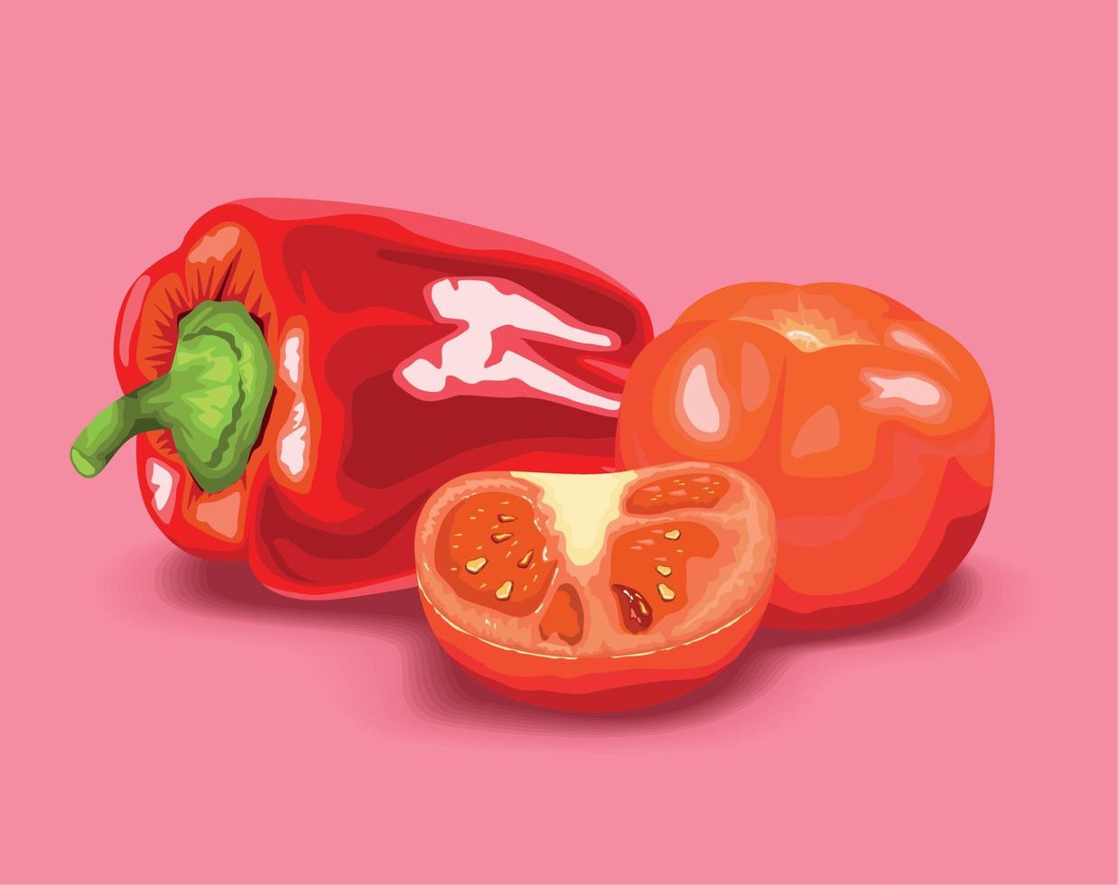 paprika en tomaten groenten vector