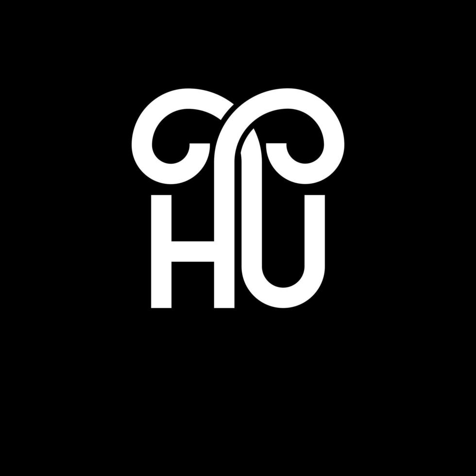 hu brief logo ontwerp op zwarte achtergrond. hu creatieve initialen brief logo concept. hu brief ontwerp. hu witte letter ontwerp op zwarte achtergrond. hu, hu logo vector