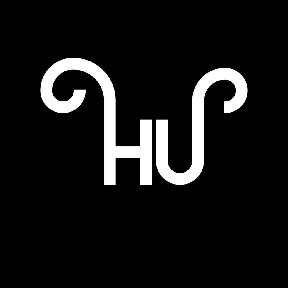 hu brief logo ontwerp op zwarte achtergrond. hu creatieve initialen brief logo concept. hu brief ontwerp. hu witte letter ontwerp op zwarte achtergrond. hu, hu logo vector