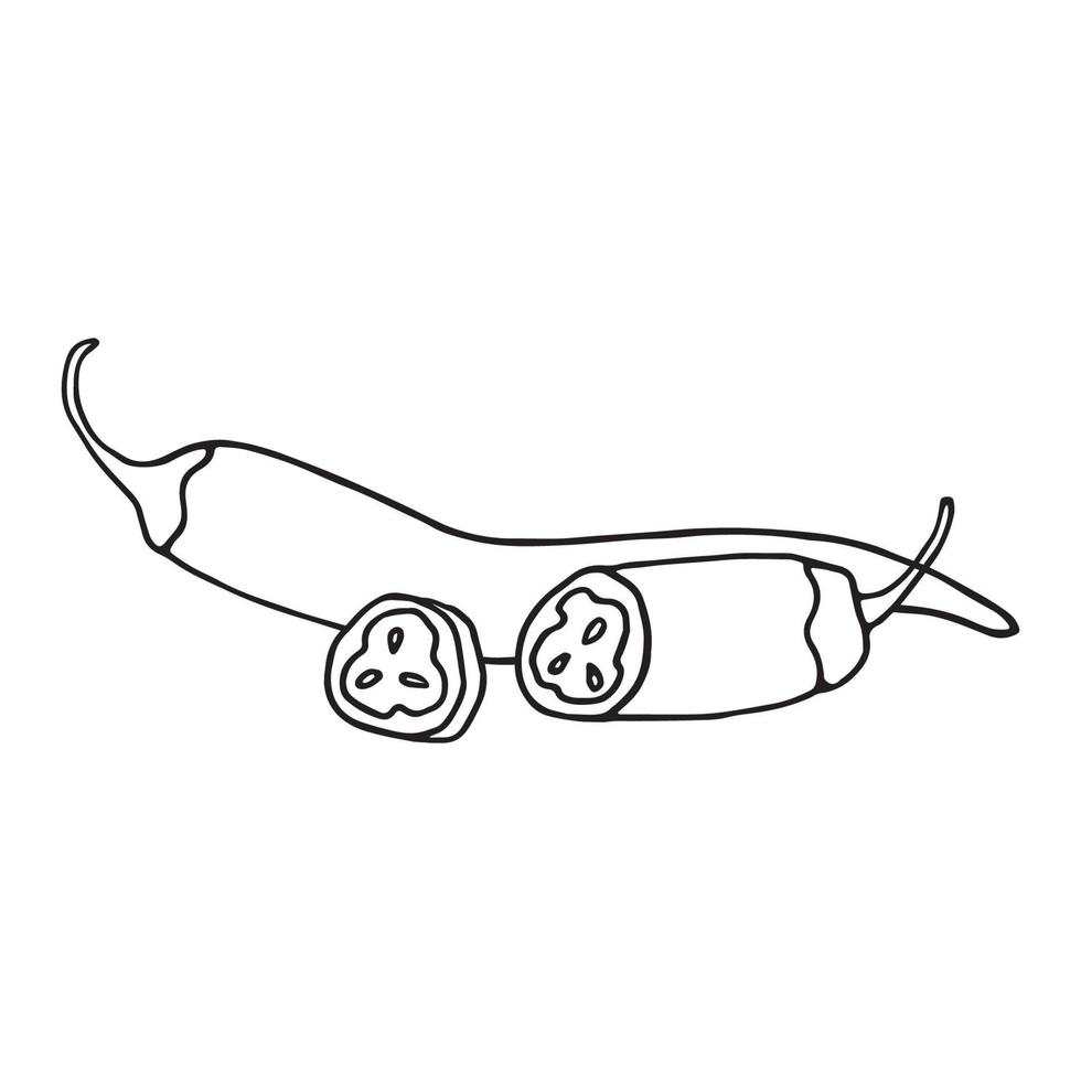 chilipeper in doodle-stijl vector