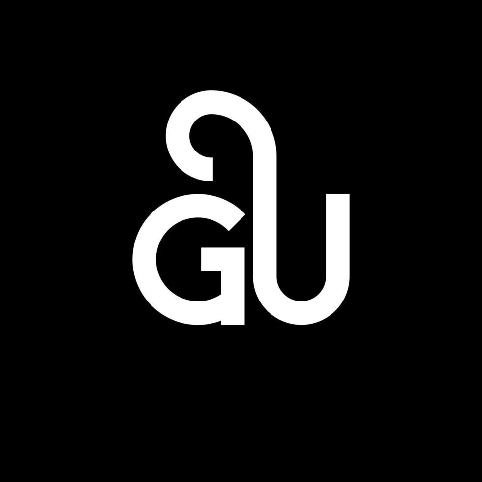 gu brief logo ontwerp op zwarte achtergrond. gu creatieve initialen brief logo concept. gu brief ontwerp. gu wit letterontwerp op zwarte achtergrond. gu, gu-logo vector