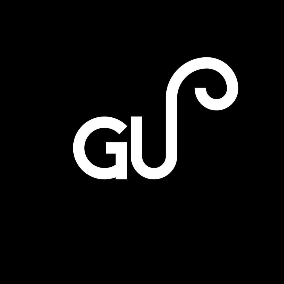 gu brief logo ontwerp op zwarte achtergrond. gu creatieve initialen brief logo concept. gu brief ontwerp. gu wit letterontwerp op zwarte achtergrond. gu, gu-logo vector