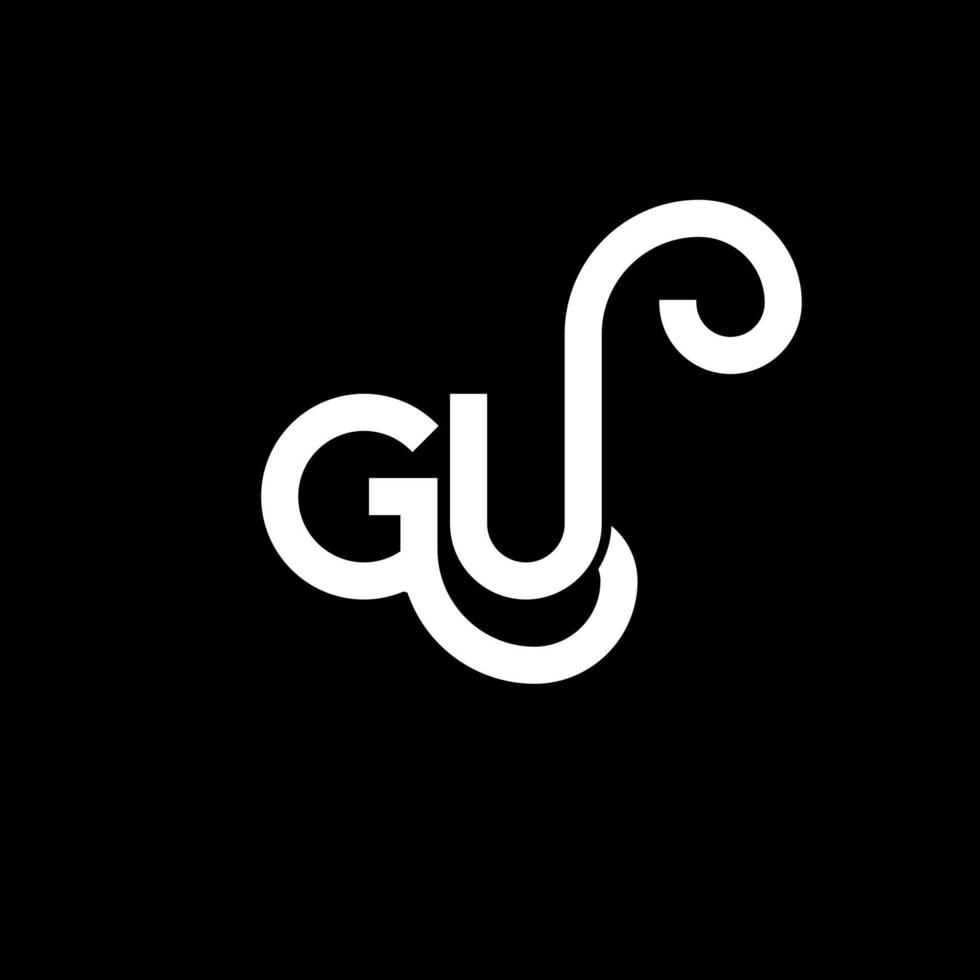 gu brief logo ontwerp op zwarte achtergrond. gu creatieve initialen brief logo concept. gu brief ontwerp. gu wit letterontwerp op zwarte achtergrond. gu, gu-logo vector