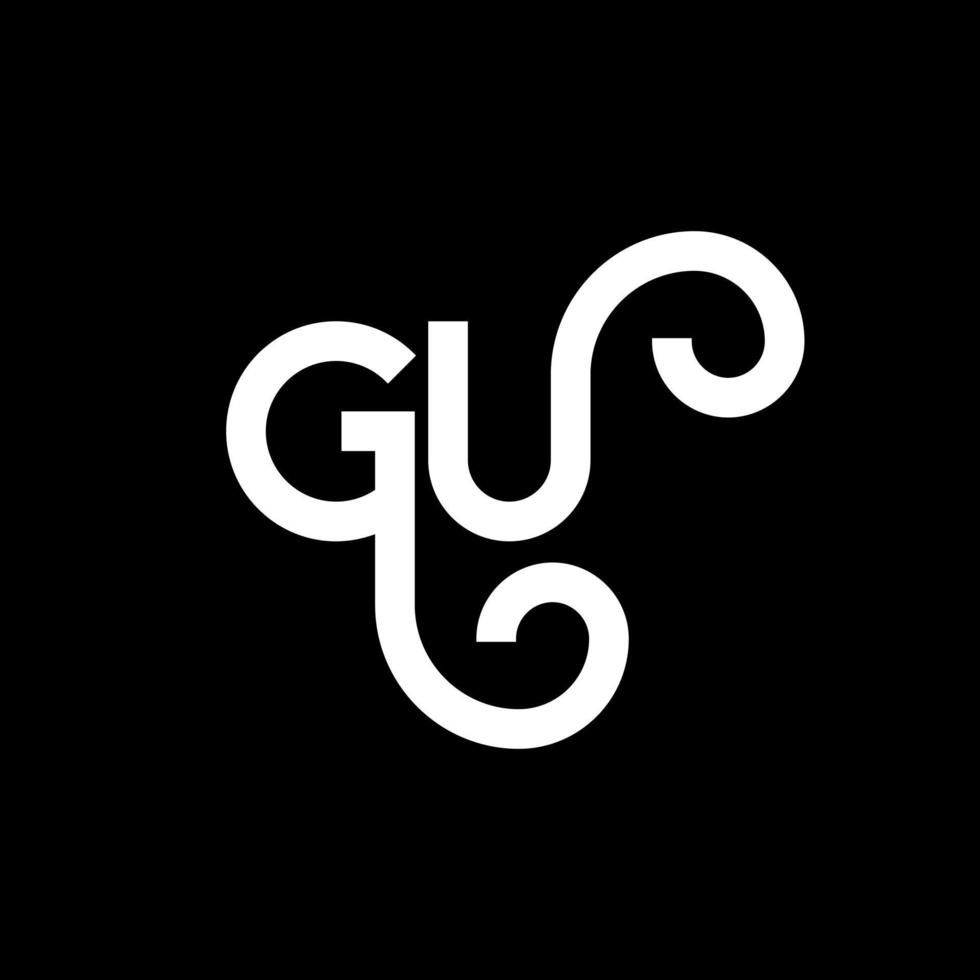 gu brief logo ontwerp op zwarte achtergrond. gu creatieve initialen brief logo concept. gu brief ontwerp. gu wit letterontwerp op zwarte achtergrond. gu, gu-logo vector