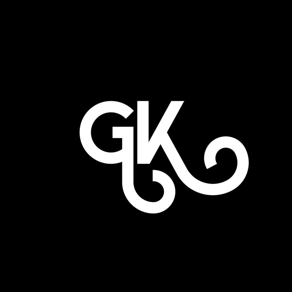 gk brief logo ontwerp op zwarte achtergrond. gk creatieve initialen brief logo concept. gk brief ontwerp. gk wit letterontwerp op zwarte achtergrond. gk, gk-logo vector