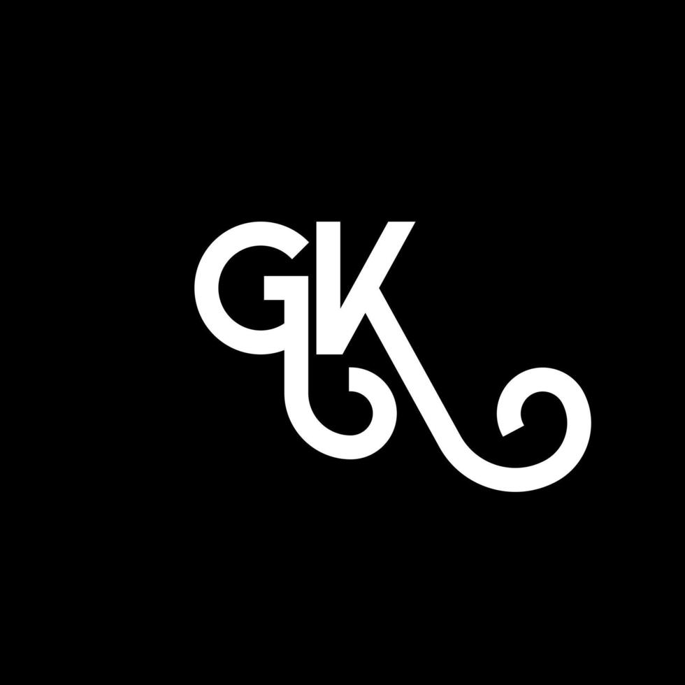 gk brief logo ontwerp op zwarte achtergrond. gk creatieve initialen brief logo concept. gk brief ontwerp. gk wit letterontwerp op zwarte achtergrond. gk, gk-logo vector