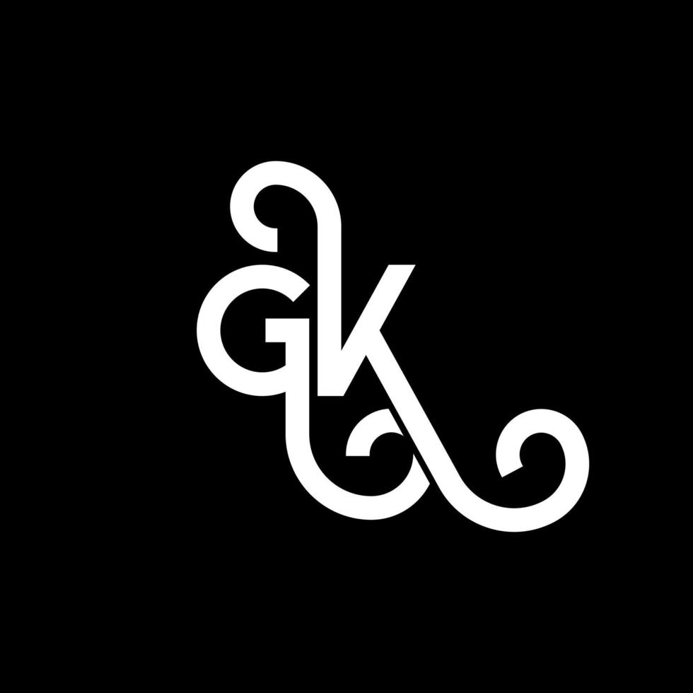 gk brief logo ontwerp op zwarte achtergrond. gk creatieve initialen brief logo concept. gk brief ontwerp. gk wit letterontwerp op zwarte achtergrond. gk, gk-logo vector