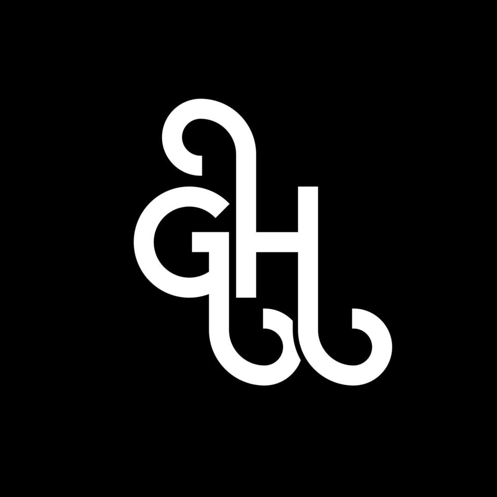 gh brief logo ontwerp op zwarte achtergrond. gh creatieve initialen brief logo concept. gh brief ontwerp. gh wit letterontwerp op zwarte achtergrond. gh, gh logo vector