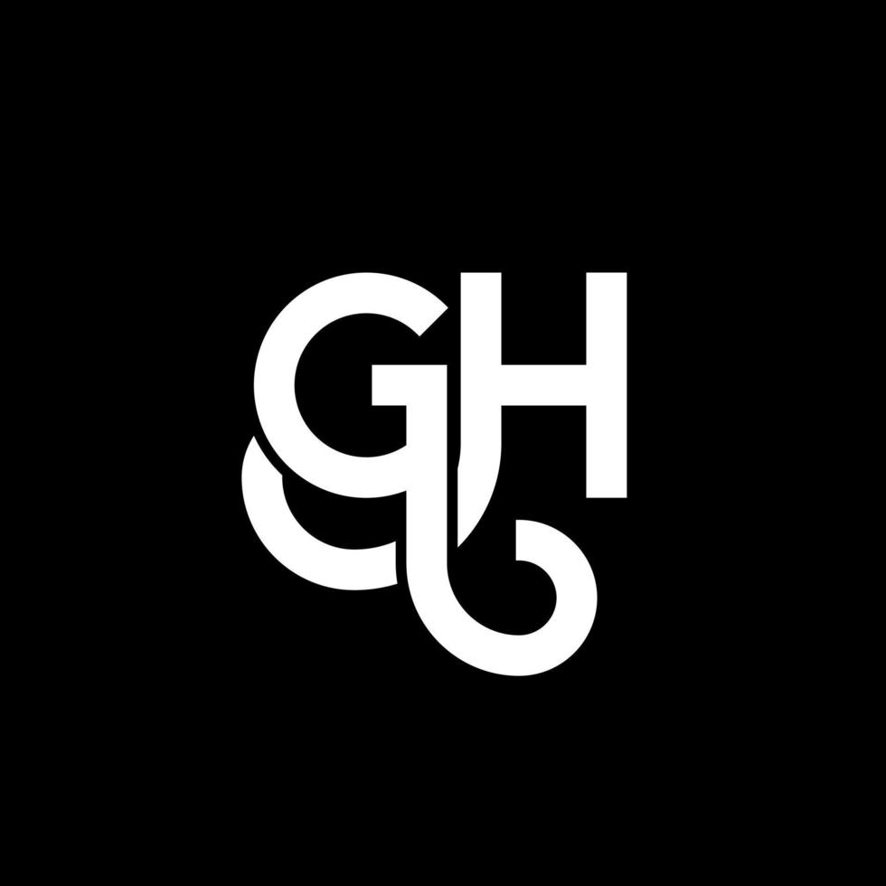 gh brief logo ontwerp op zwarte achtergrond. gh creatieve initialen brief logo concept. gh brief ontwerp. gh wit letterontwerp op zwarte achtergrond. gh, gh logo vector