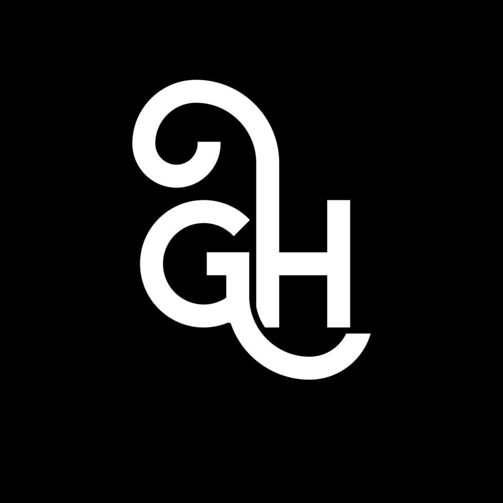 gh brief logo ontwerp op zwarte achtergrond. gh creatieve initialen brief logo concept. gh brief ontwerp. gh wit letterontwerp op zwarte achtergrond. gh, gh logo vector