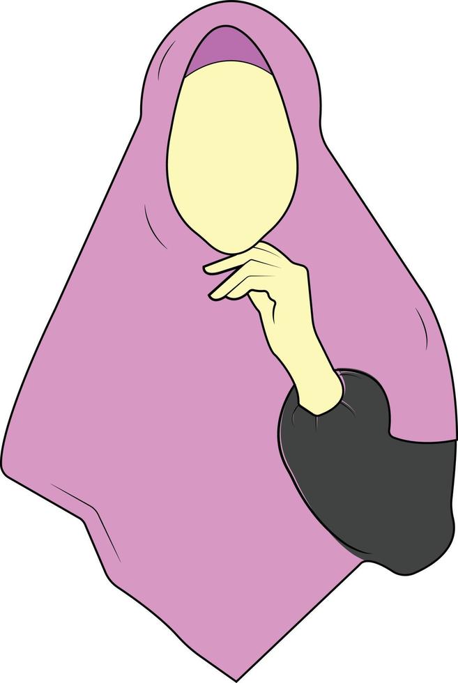 vrouw draagt paarse hijab vector