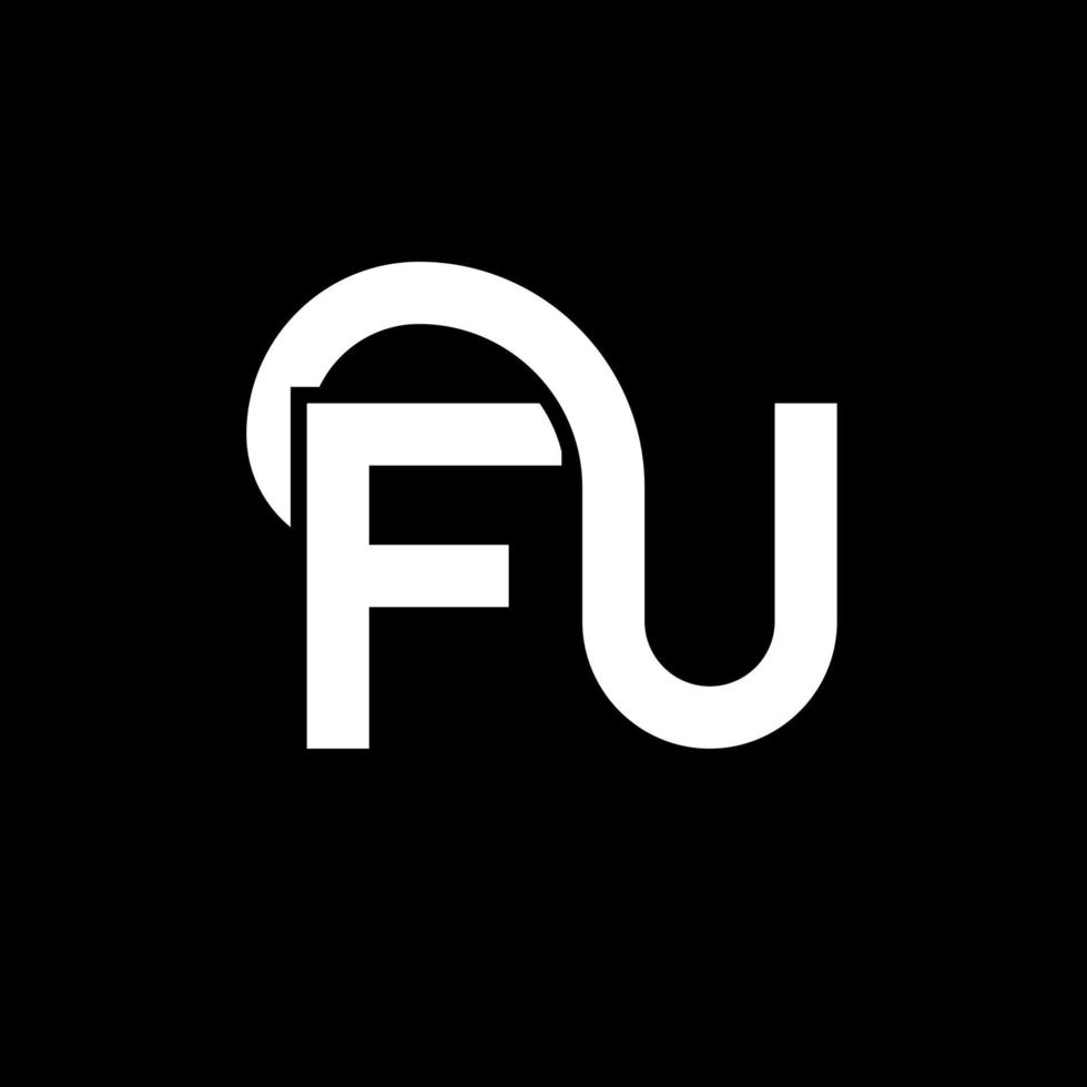 fu brief logo ontwerp op zwarte achtergrond. fu creatieve initialen brief logo concept. fu-briefontwerp. fu wit letterontwerp op zwarte achtergrond. fu, fu-logo vector