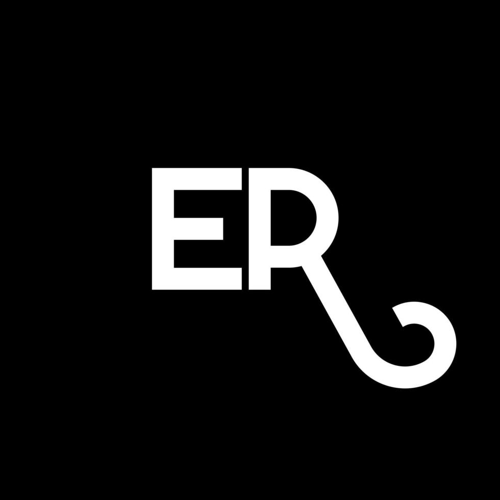 er brief logo ontwerp op zwarte achtergrond. er creatieve initialen brief logo concept. eh brief ontwerp. er wit letterontwerp op zwarte achtergrond. eh, eh logo vector