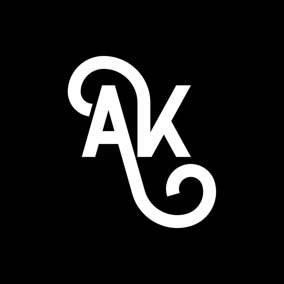 ak brief logo ontwerp op zwarte achtergrond. ak creatieve initialen brief logo concept. ak pictogram ontwerp. ak witte letter pictogram ontwerp op zwarte achtergrond. ak vector