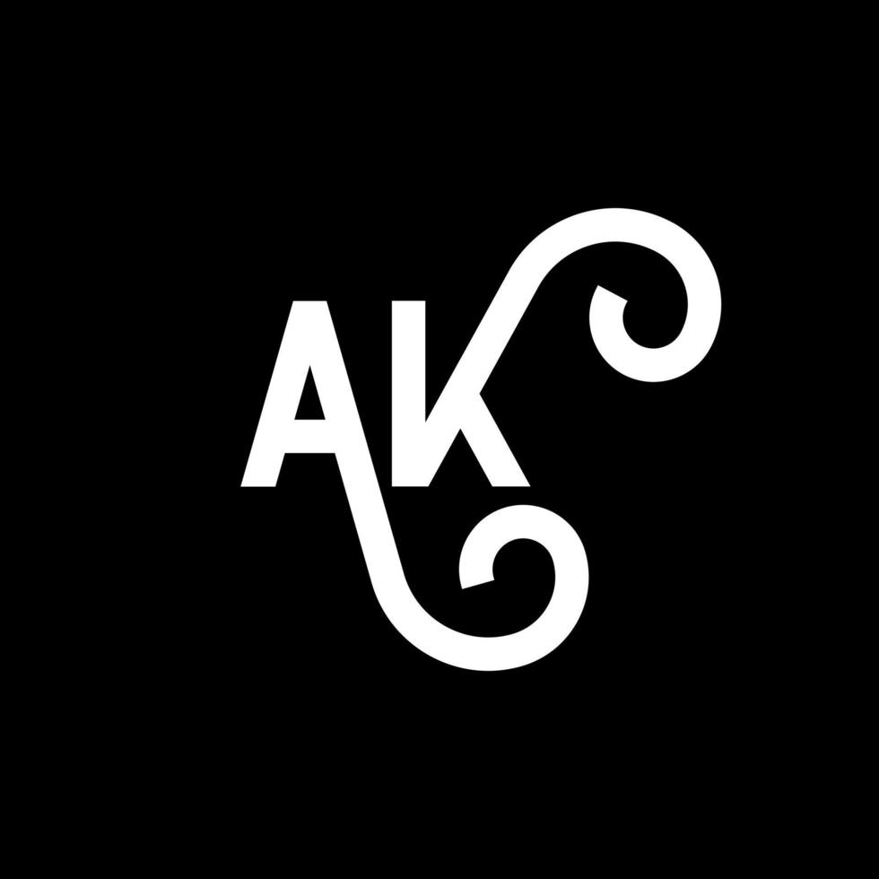 ak brief logo ontwerp op zwarte achtergrond. ak creatieve initialen brief logo concept. ak pictogram ontwerp. ak witte letter pictogram ontwerp op zwarte achtergrond. ak vector