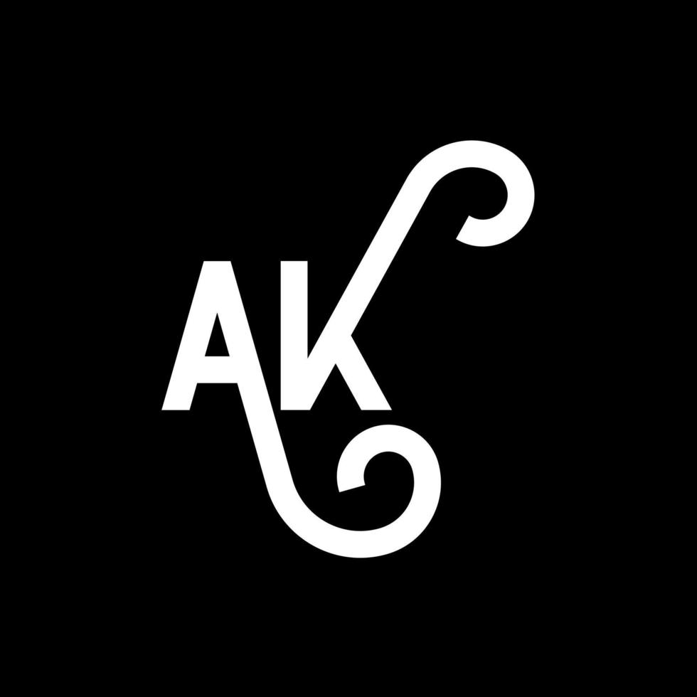 ak brief logo ontwerp op zwarte achtergrond. ak creatieve initialen brief logo concept. ak pictogram ontwerp. ak witte letter pictogram ontwerp op zwarte achtergrond. ak vector