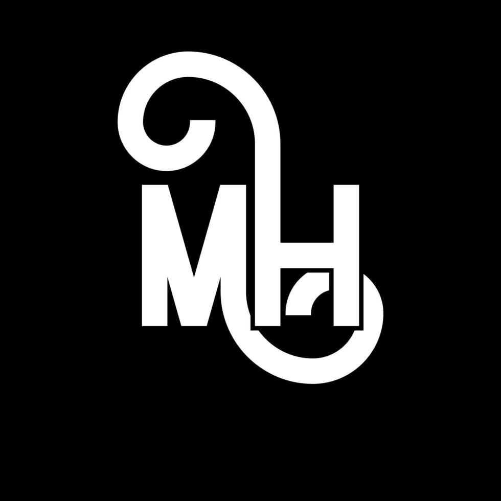 mh brief logo ontwerp. beginletters mh logo icoon. abstracte letter mh minimale logo ontwerpsjabloon. mh brief ontwerp vector met zwarte kleuren. mh-logo