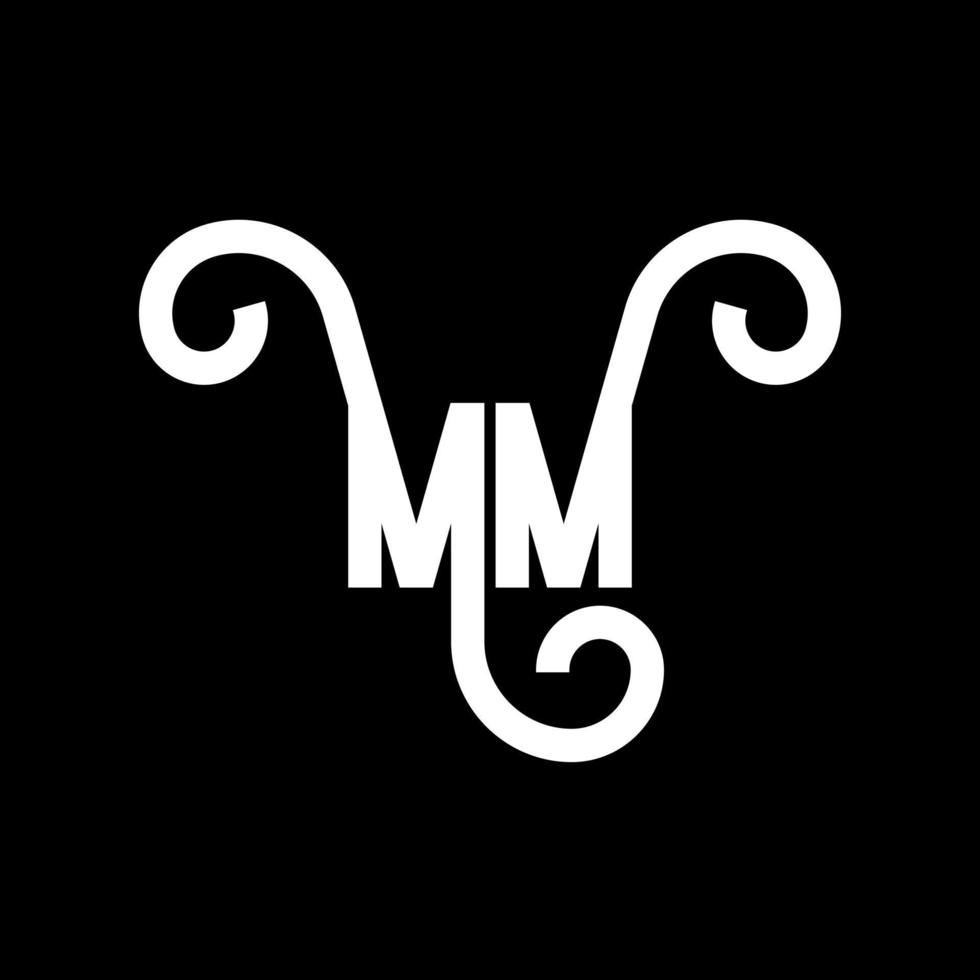 mm brief logo ontwerp. beginletters mm logo icoon. abstracte letter mm minimale logo ontwerpsjabloon. mm brief ontwerp vector met zwarte kleuren. mm-logo