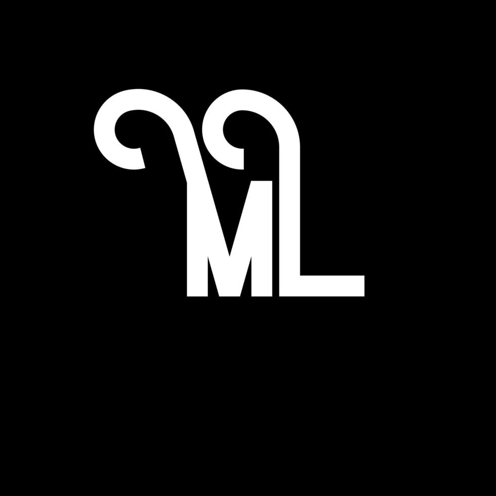 ml brief logo ontwerp. beginletters ml logo icoon. abstracte letter ml minimale logo ontwerpsjabloon. ml brief ontwerp vector met zwarte kleuren. ml-logo