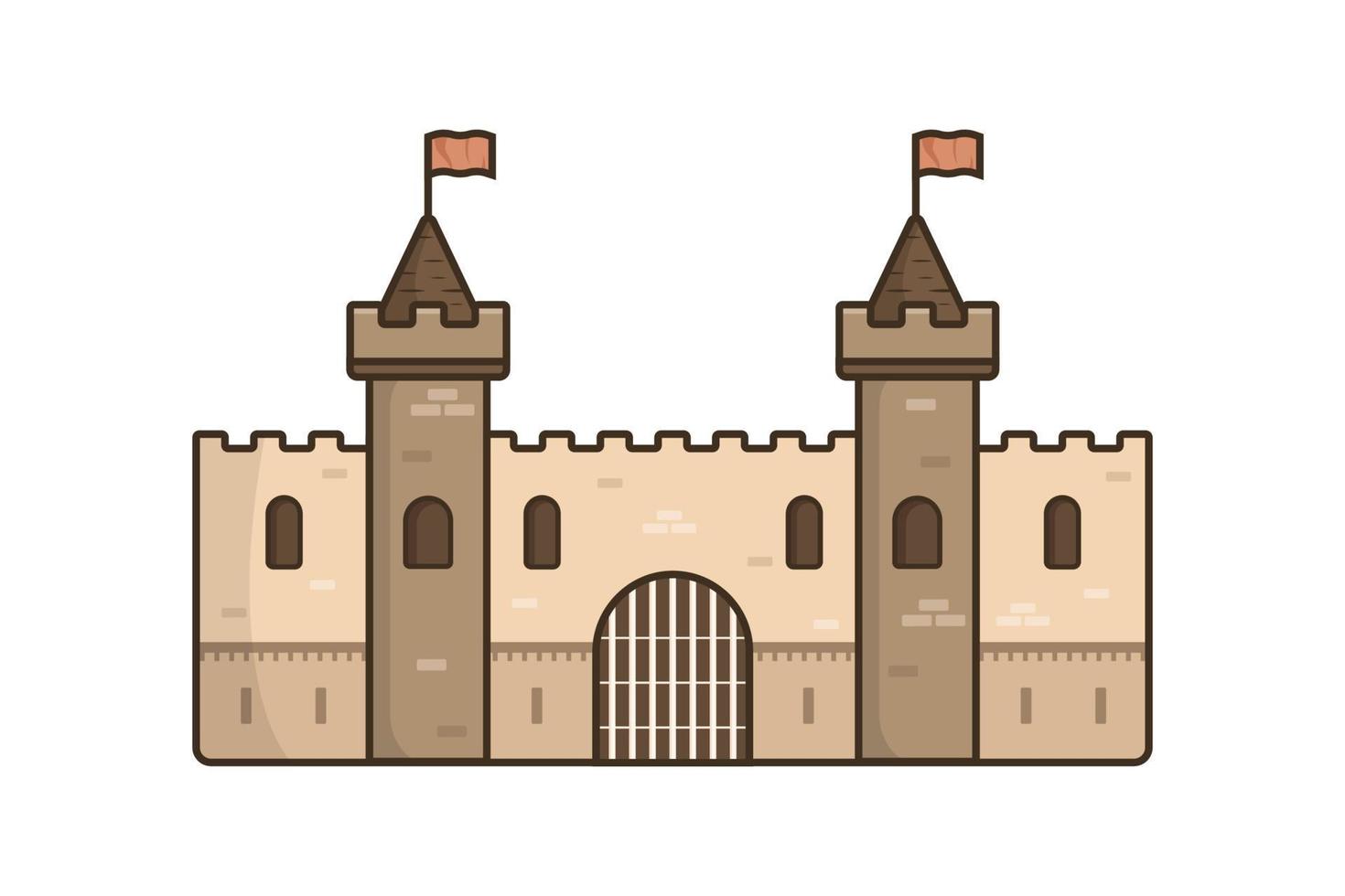 set van middeleeuwse kasteelmuur eenvoudige vlakke afbeelding vector