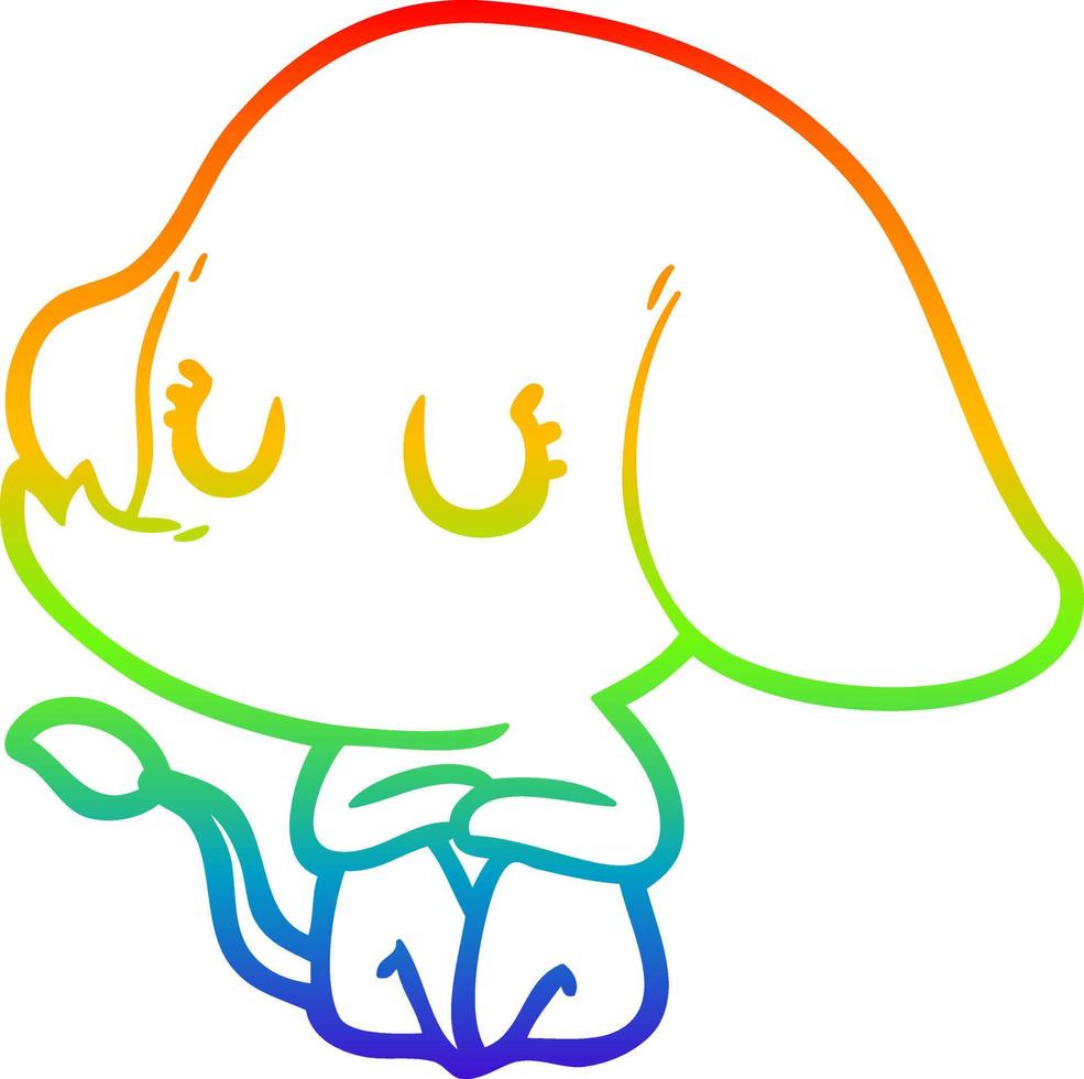 regenbooggradiënt lijntekening schattige cartoon olifant vector