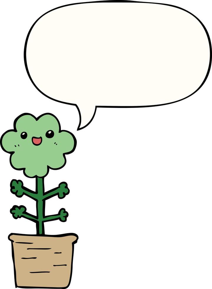 cartoon bloem en tekstballon vector