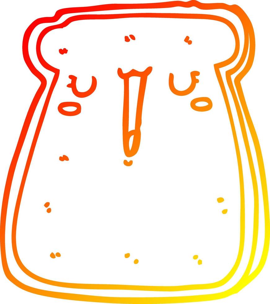 warme gradiënt lijntekening cartoon toast vector