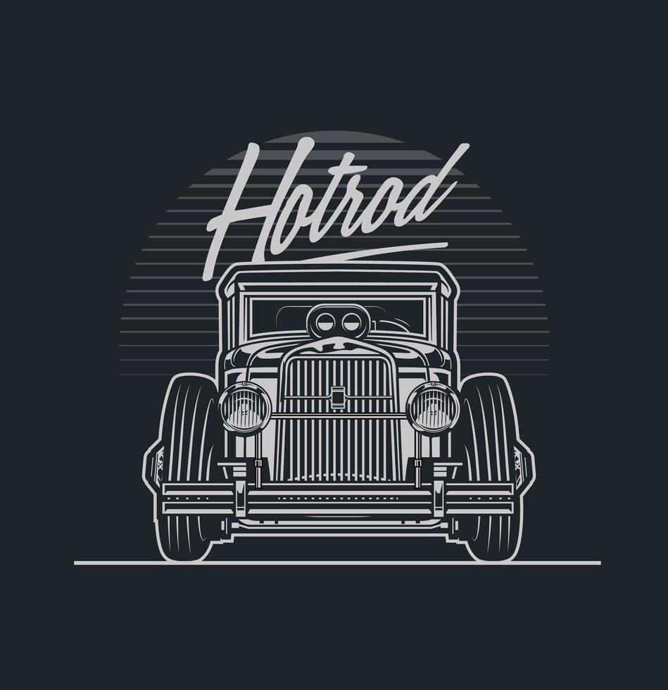 grijs schaal hotrod auto-ontwerp vector