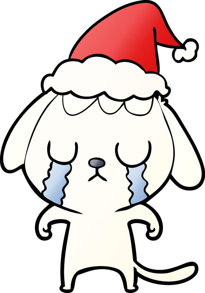 schattige cartoon van een hond die huilt met een kerstmuts vector