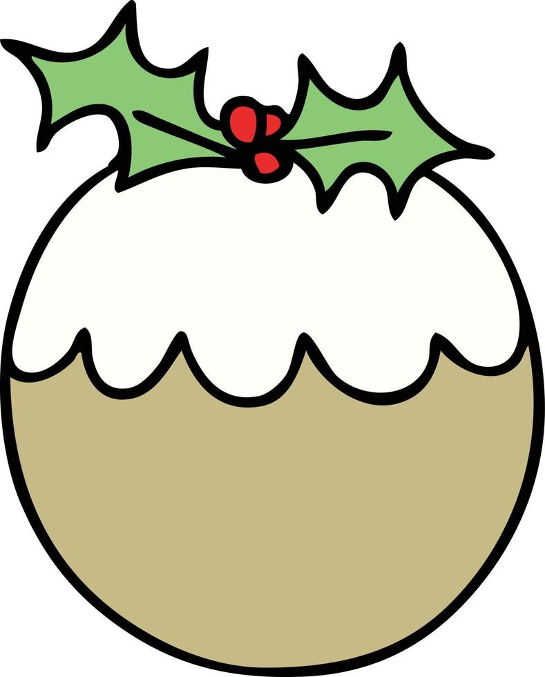 eigenzinnige handgetekende cartoon kerstpudding vector