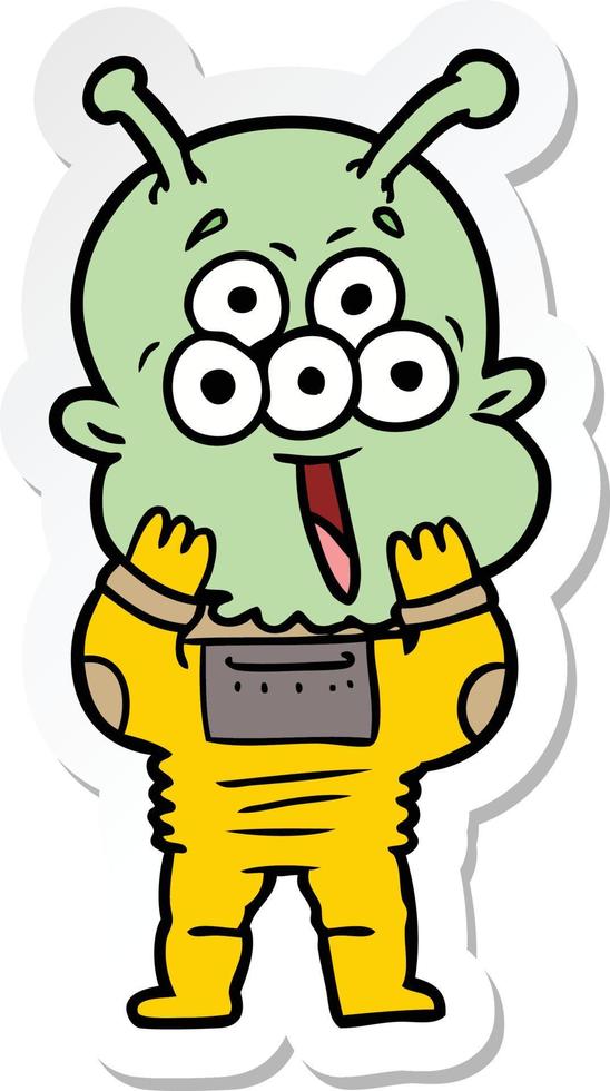 sticker van een happy cartoon alien vector