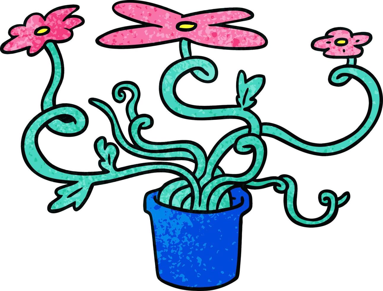 getextureerde cartoon doodle van een bloem plant vector