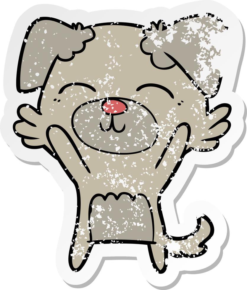 noodlijdende sticker van een tekenfilmhond vector