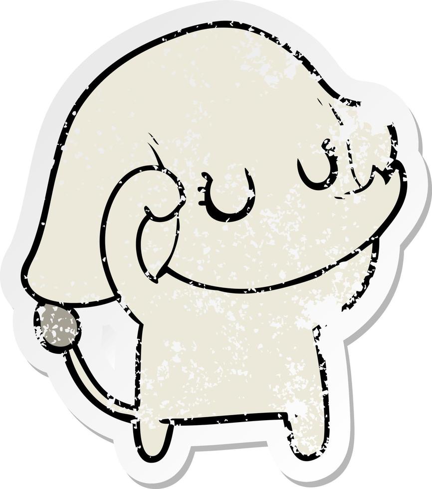 verontruste sticker van een schattige cartoonolifant vector