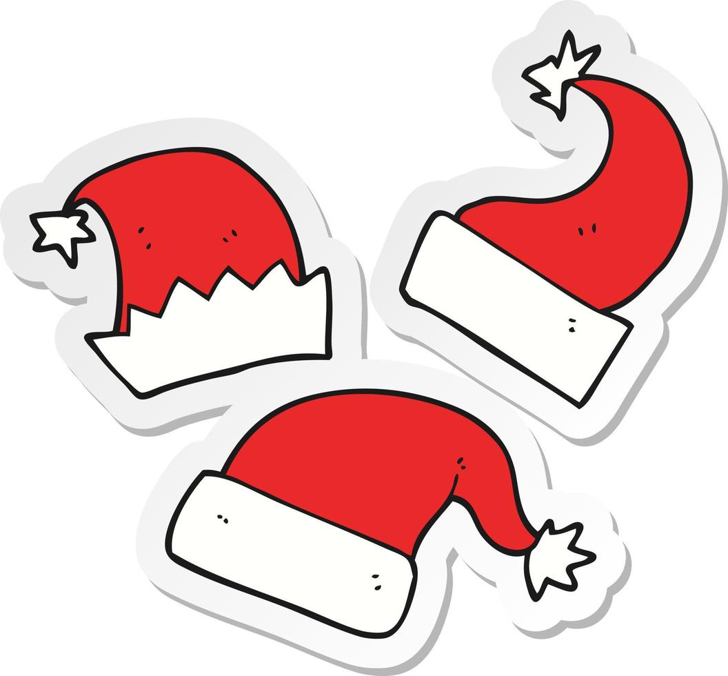 sticker van een tekenfilm kerstmutsen vector