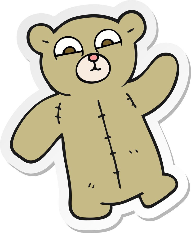 sticker van een tekenfilmteddybeer vector