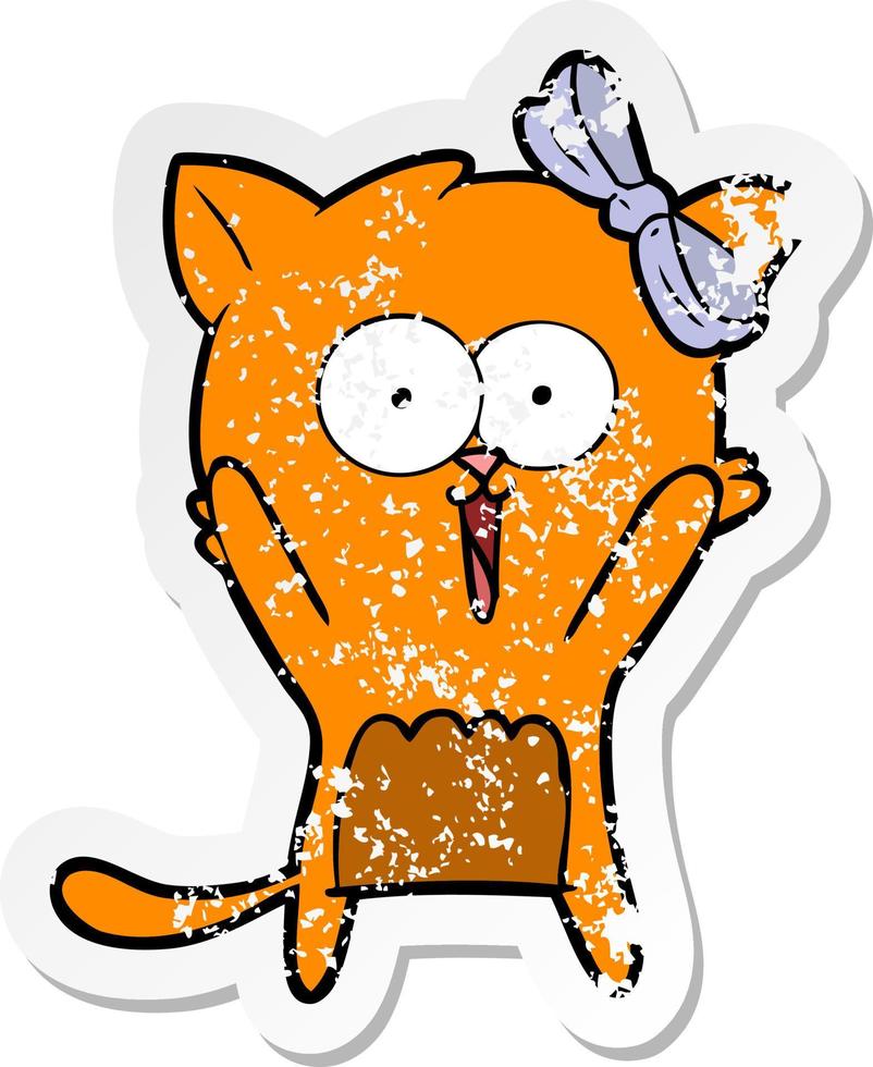 noodlijdende sticker van een cartoonkat vector