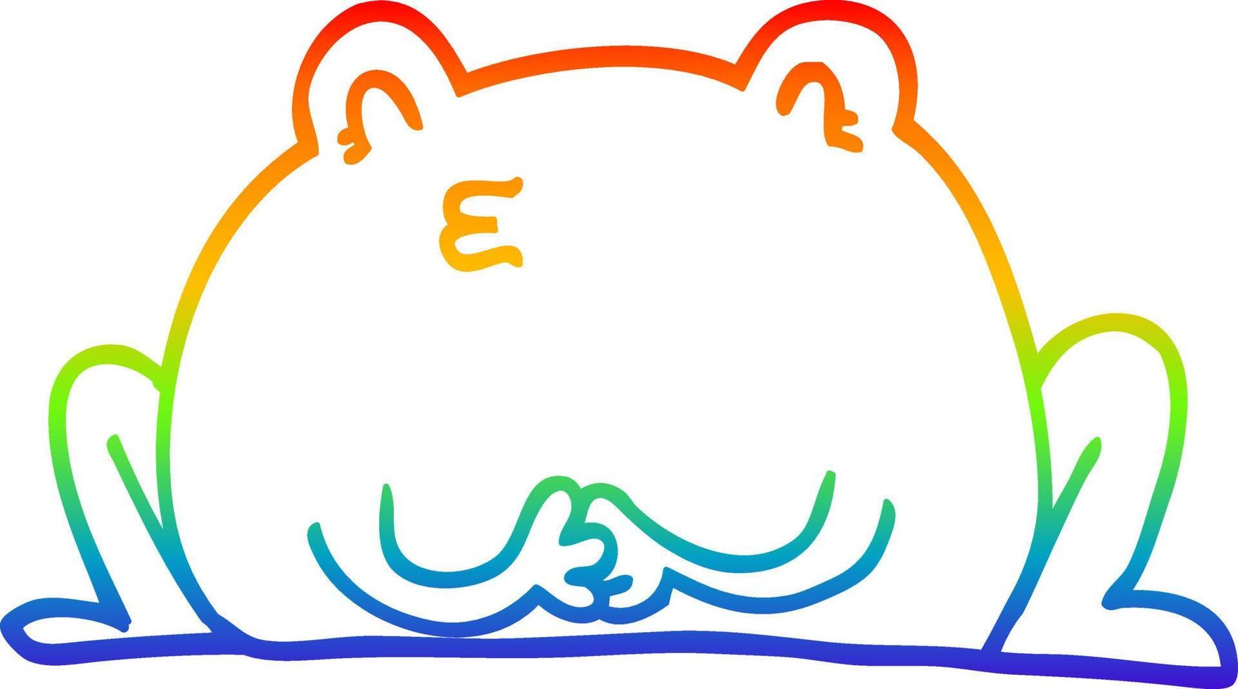 regenbooggradiënt lijntekening schattige cartoon kikker vector