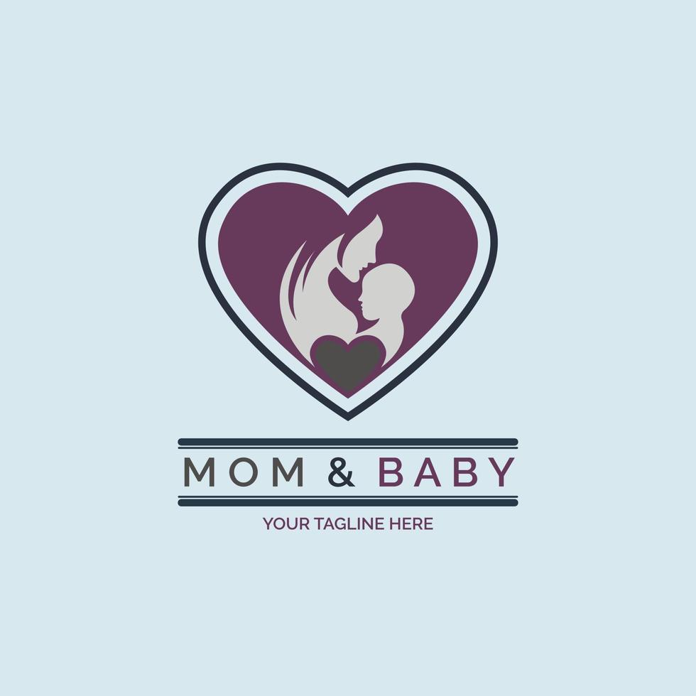 moeders en baby houden van logo sjabloonontwerp voor merk of bedrijf en andere vector