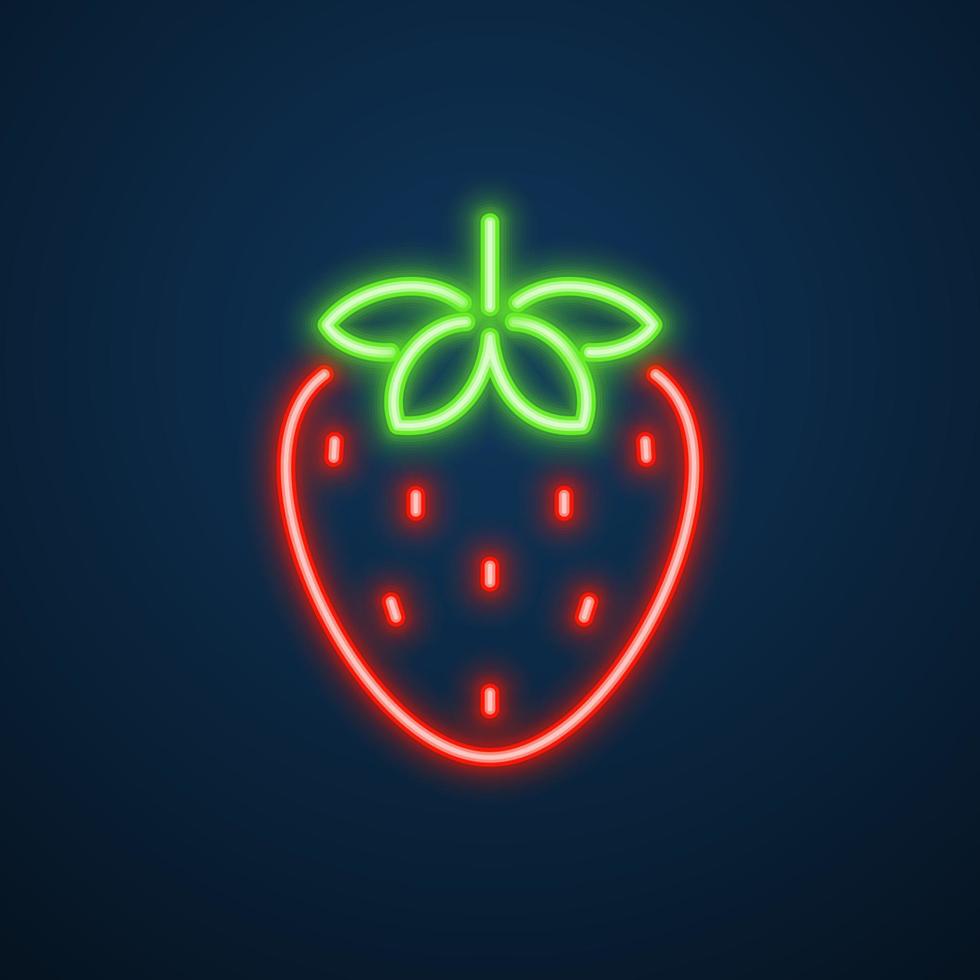 aardbei fruit pictogram neon teken vector